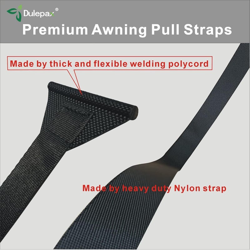 Dulepax RV Awning Pull Straps, 96 Inches Long Straps with Welding Polycord Technology. Universal Patio Awning Pull Straps (1 Units) Black - Image 3